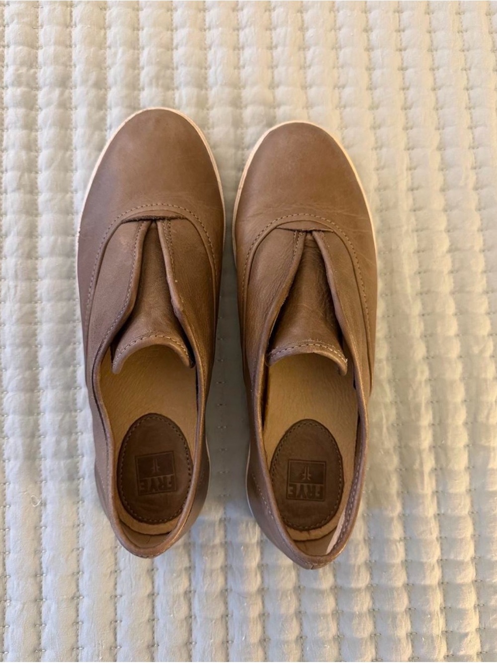 Frye Women's Tan Leather Slip-On Loafers